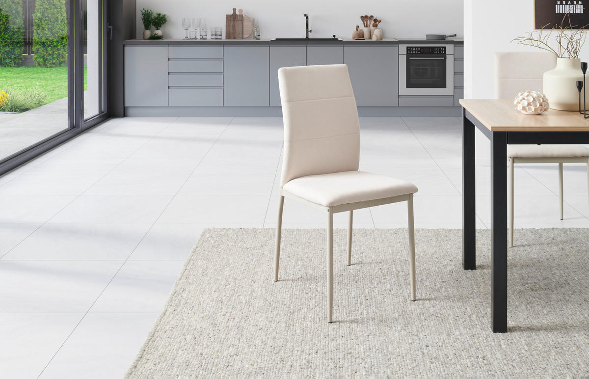 STUHL Mikrofaser Champagner, Beige  - Champagner/Beige, KONVENTIONELL, Textil/Metall (43/93/54cm) - MID.YOU