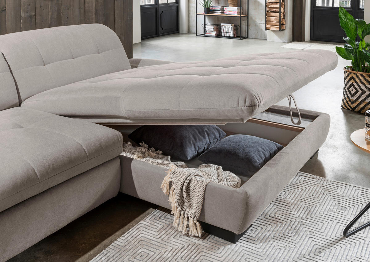 ECKSOFA in Mikrofaser Hellgrau  - Hellgrau/Schwarz, Design, Textil/Metall (290/198cm) - Xora
