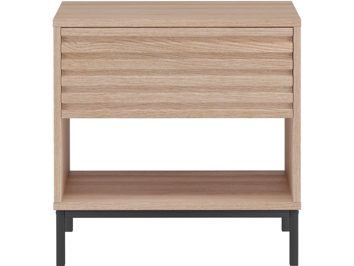 NACHTTISCH 50/50/35 cm  in Naturfarben  - Schwarz/Naturfarben, Design, Holzwerkstoff/Metall (50/50/35cm) - MID.YOU