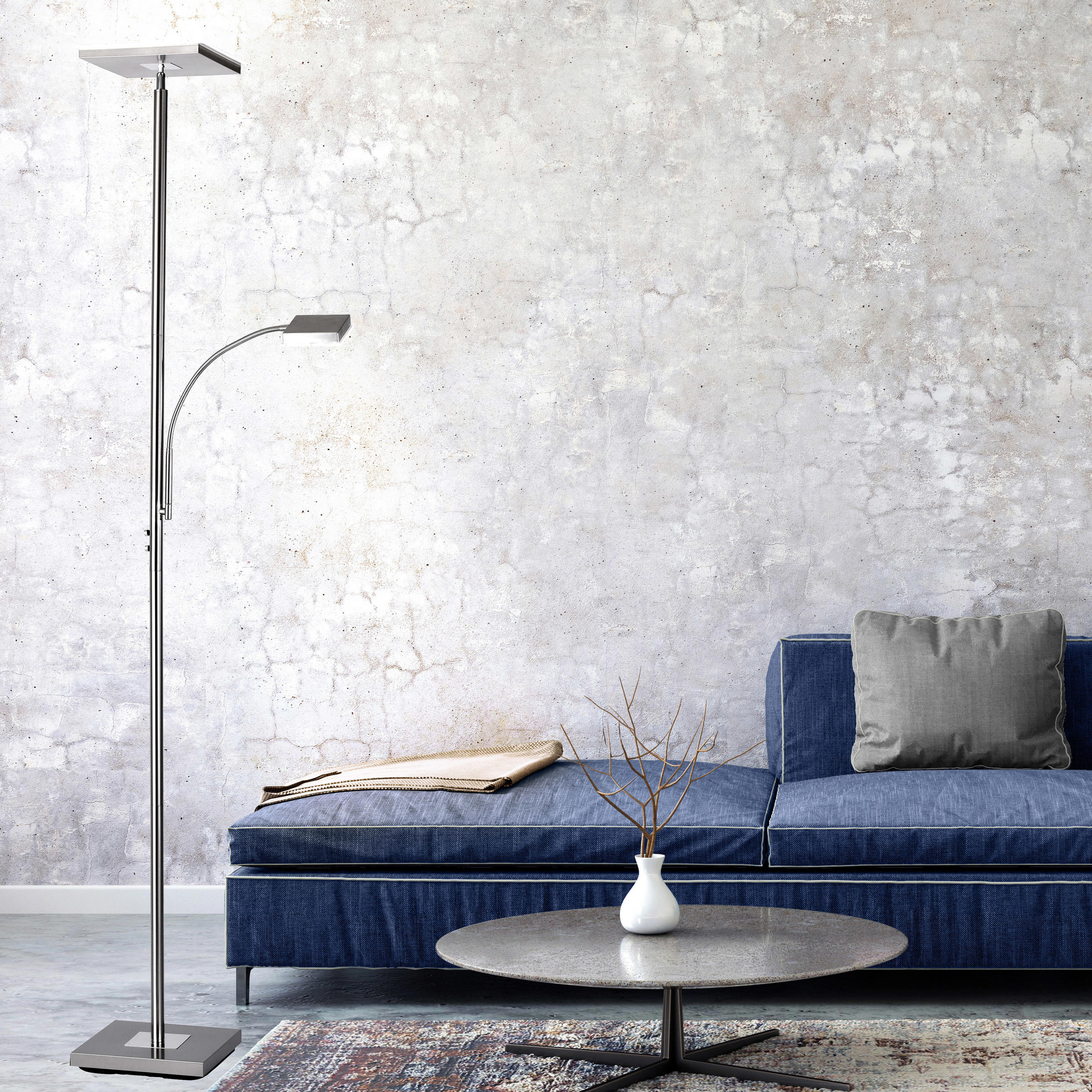 LAMPADAR CU LED - argintiu, Basics, plastic/metal (56/57,5/190cm)