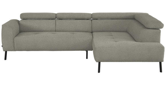 ECKSOFA in Struktur Greige  280/205 cm  - Greige/Schwarz, Design, Textil/Metall (280/205cm) - Xora