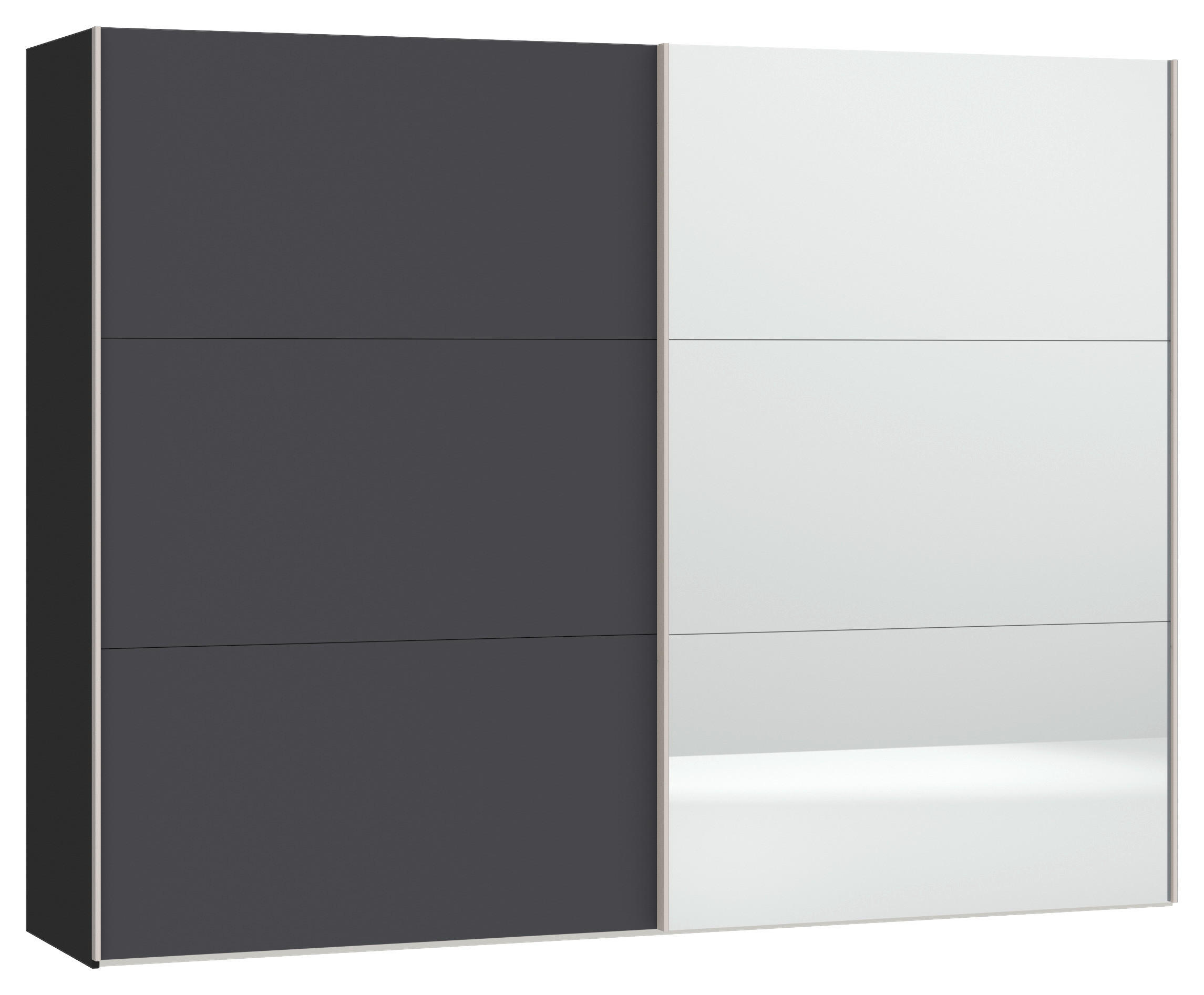 SCHWEBETÜRENSCHRANK 253/195/65 cm 2-türig Anthrazit, Schwarz  - Edelstahlfarben/Anthrazit, Design, Glas/Holzwerkstoff (253/195/65cm) - Boxxx