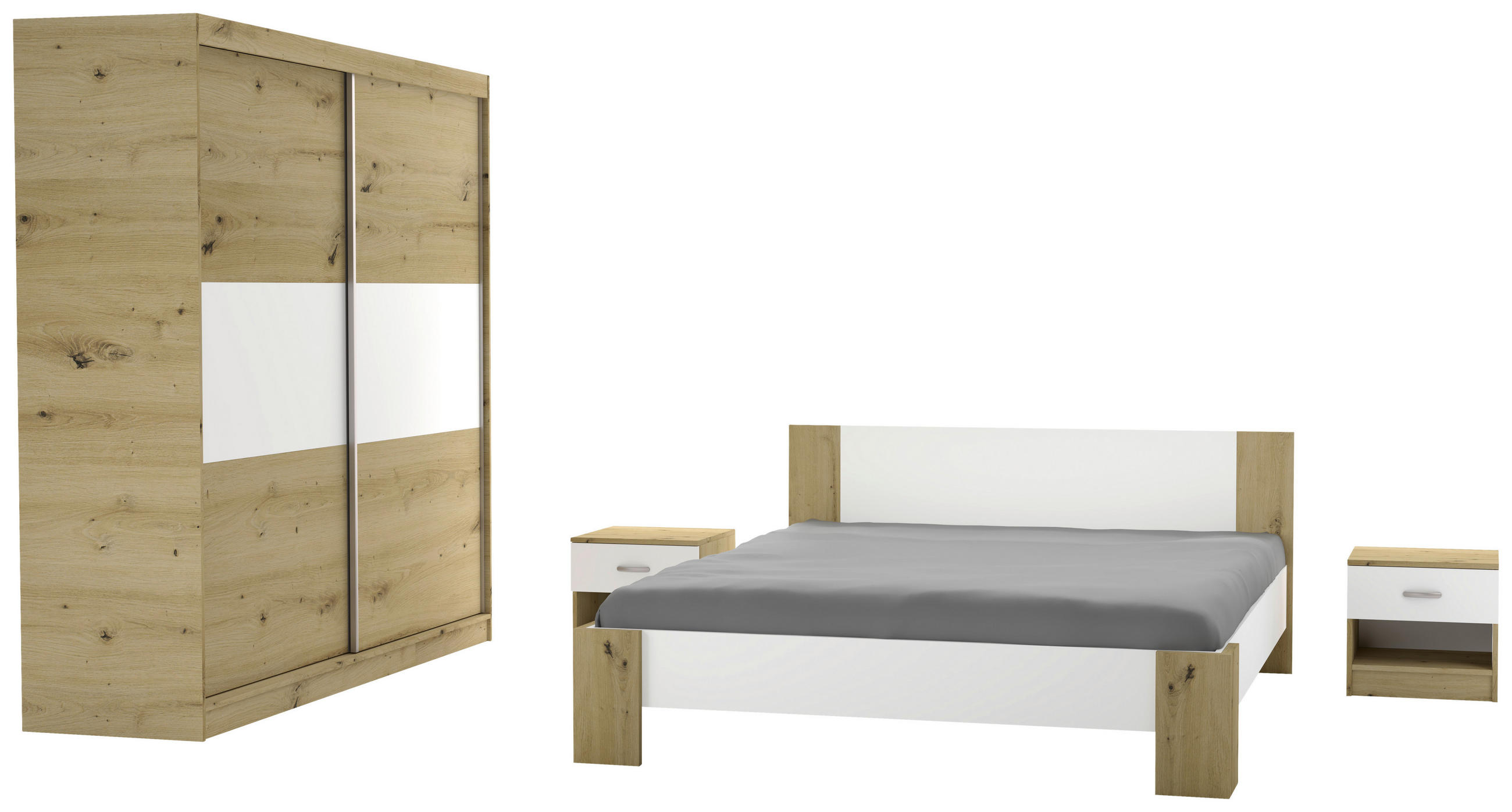 SPALNICA, bela, hrast artisan  - bela/hrast artisan, Design, kovina/leseni material - Xora