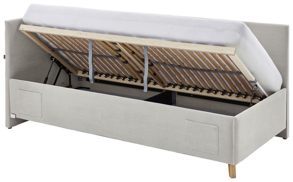 POLSTERLIEGE in Cord Beige  - Eichefarben/Birkefarben, Konventionell, Holz/Textil (120/200cm) - Stylife