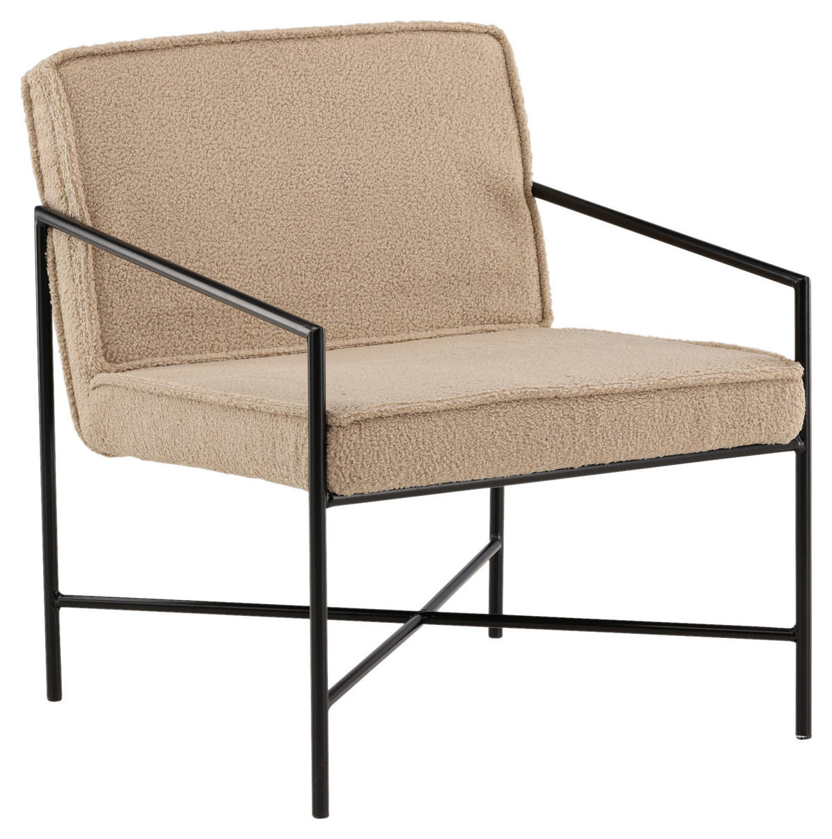 SESSEL in Teddystoff Schwarz, Beige  - Beige/Schwarz, Design, Textil/Metall (66/78/65cm) - Livetastic