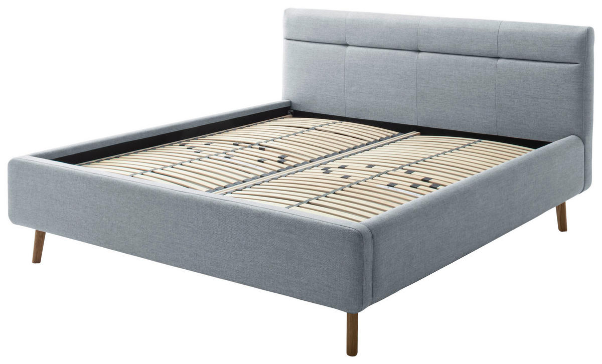 POLSTERBETT 180/200 cm  in Pastellblau  - Pastellblau/Eichefarben, Konventionell, Holz/Textil (180/200cm) - Boxxx