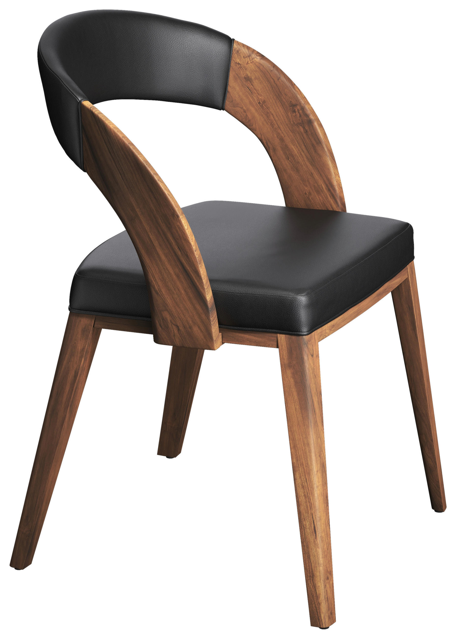 STUHL  Lederauswahl, Stoffauswahl  Kombination Echtleder/Lederlook  Schwarz, Nussbaumfarben  - Nussbaumfarben/Schwarz, Design, Leder/Holz (57/82/57cm) - Voglauer