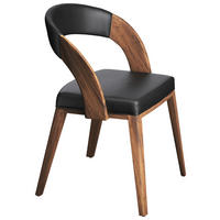 STUHL  Lederauswahl, Stoffauswahl  Kombination Echtleder/Lederlook  Schwarz, Nussbaumfarben  - Nussbaumfarben/Schwarz, Design, Leder/Holz (57/82/57cm) - Voglauer