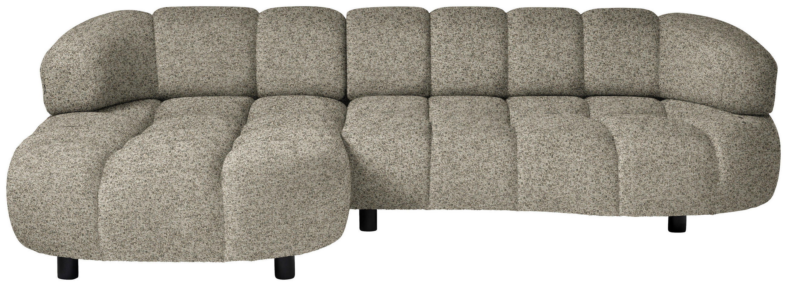 ECKSOFA Hellbraun Webstoff  - Hellbraun/Schwarz, Design, Holz/Textil (183/284cm) - Welnova