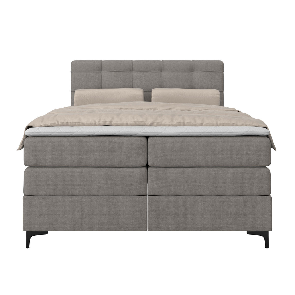 BOXSPRINGBETT 140/200 cm,  in Taupe, H3 = fest  - Taupe/Schwarz, KONVENTIONELL, Kunststoff/Textil (140/200cm)