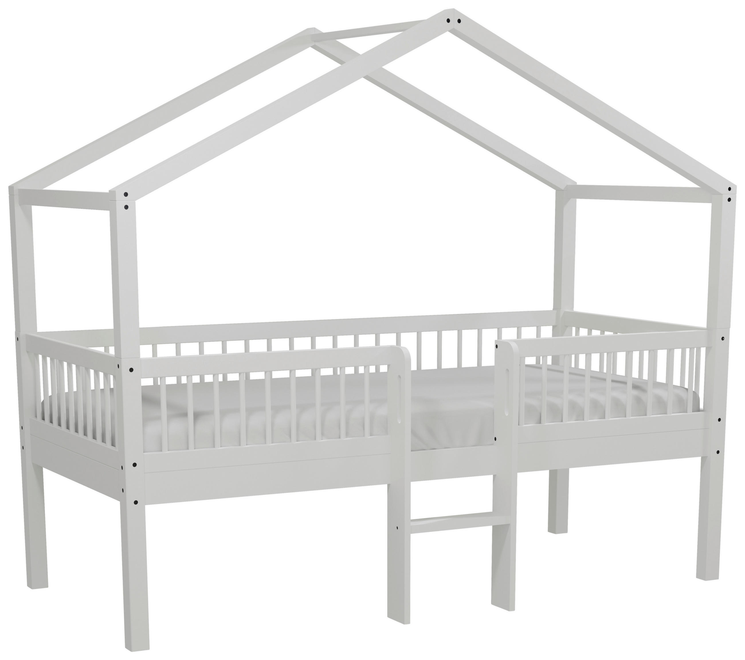 HAUSBETT Absturzsicherung, Leiter, Rollrost 90/200 cm  in Weiß  - Naturfarben/Weiß, MODERN, Holz (90/200cm) - Vipack