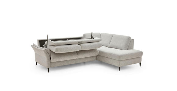 ECKSOFA  in Webstoff Ecru  - Ecru/Schwarz, KONVENTIONELL, Textil/Metall (277/201cm) - Dieter Knoll