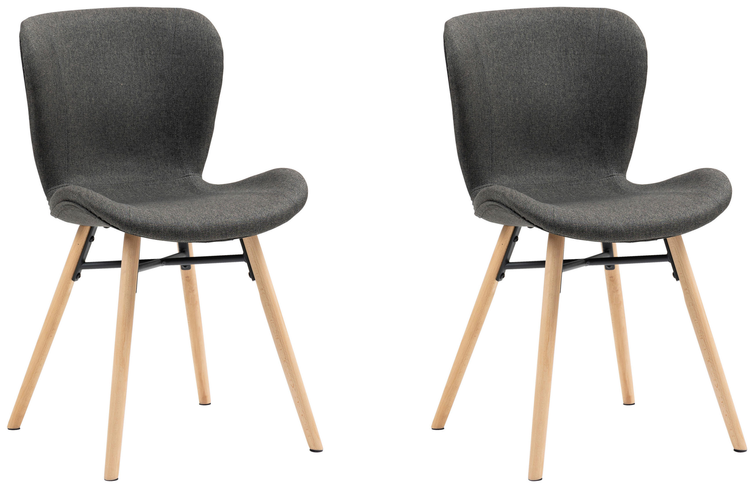 STUHL-SET 2 Stück  in Flachgewebe  - Anthrazit/Buchefarben, KONVENTIONELL, Holz/Textil (47/80/52cm) - MID.YOU