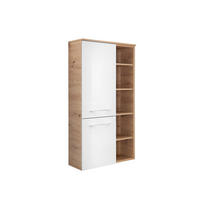 SREDNJE VISOKA OMARA 50,2/121,6/30,7 cm  - barve nerjavečega jekla/barve hrasta, Konvencionalno, kovina/steklo (50,2/121,6/30,7cm) - Sadena