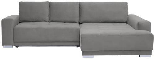 ECKSOFA inkl. Funktionen in Flachgewebe Hellgrau  - Silberfarben/Hellgrau, Design, Holz/Textil (293/195cm) - Cantus