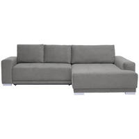 ECKSOFA inkl. Funktionen in Flachgewebe Hellgrau  - Silberfarben/Hellgrau, Design, Holz/Textil (293/195cm) - Cantus