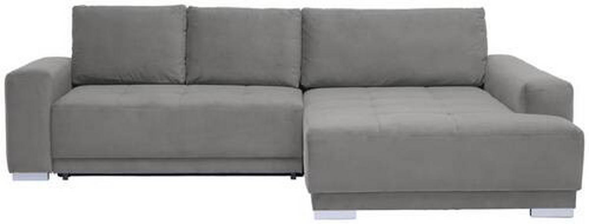 ECKSOFA inkl. Funktionen in Flachgewebe Hellgrau  - Silberfarben/Hellgrau, Design, Holz/Textil (293/195cm) - Cantus