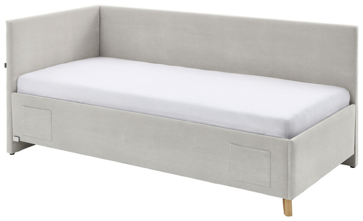 POLSTERLIEGE in Cord Beige  - Eichefarben/Beige, Konventionell, Holz/Textil (90/200cm) - Stylife