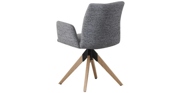 ARMLEHNSTUHL  Stoffauswahl, Sitzfläche 180° drehbar Struktur  Grau  - Eichefarben/Grau, Design, Holz/Textil (58/85/64cm) - Carryhome
