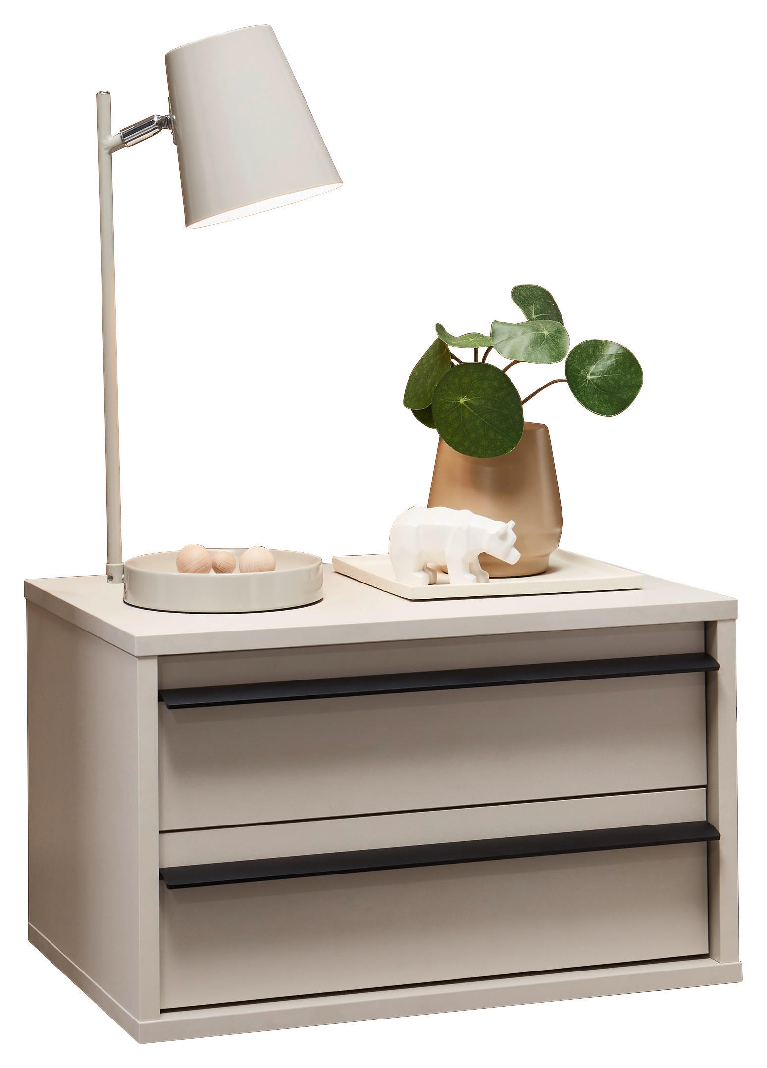 NACHTSCHRANK 50/31/34 cm  - Kaschmir/Schwarz, KONVENTIONELL, Holzwerkstoff/Metall (50/31/34cm) - Chameo