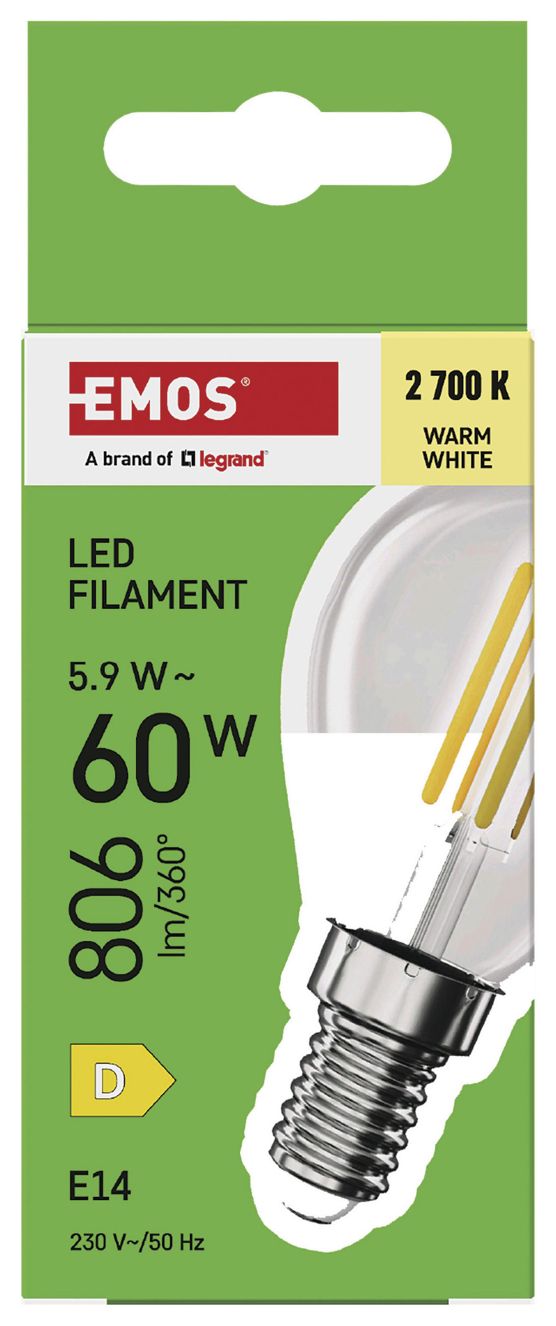 FILAMENTOVÁ LED ŽÁROVKA E14 - Basics, plast (4.5/4.5/8cm)