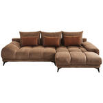 ECKSOFA in Flachgewebe Cognac  - Cognac/Schwarz, KONVENTIONELL, Textil/Metall (291/175cm) - Carryhome