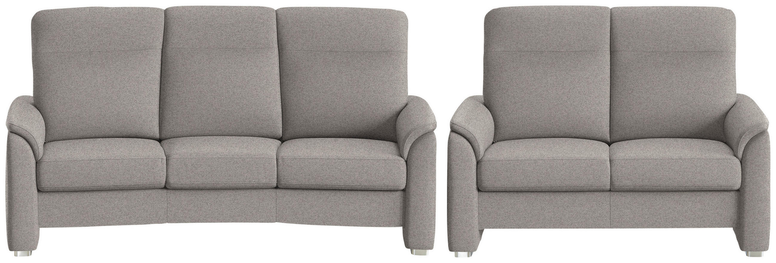 SITZGARNITUR  in Flachgewebe Graubraun  - Graubraun/Alufarben, KONVENTIONELL, Textil/Metall (218/156/107/103/95cm) - Beldomo Comfort
