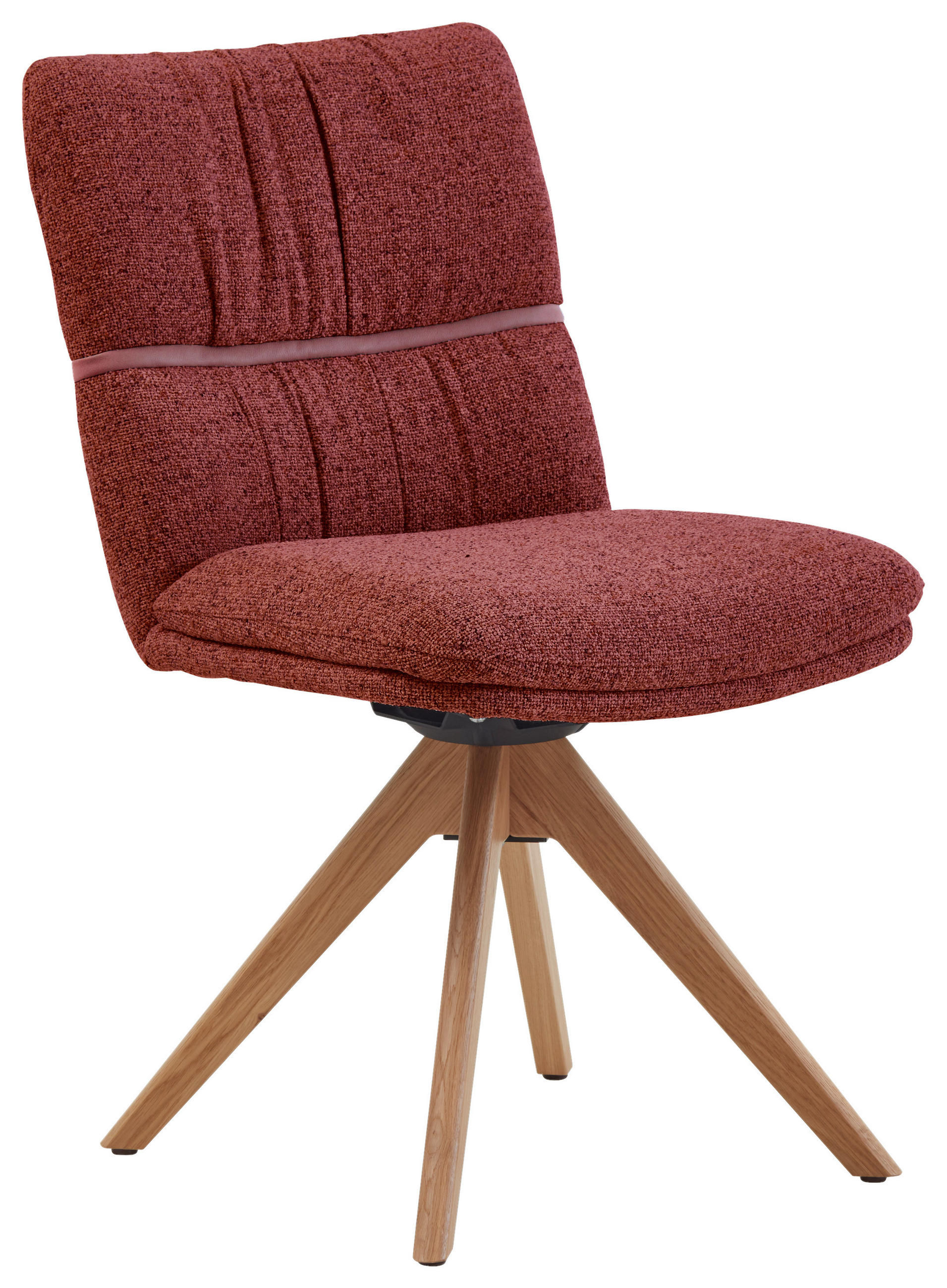 STUHL  Typenauswahl, Sitzfläche 360° drehbar, Gestellauswahl, automatische Rückholfunktion Mikrofaser  Dunkelrot  - Eichefarben/Dunkelrot, Design, Holz/Textil (49/86/63cm) - Valdera