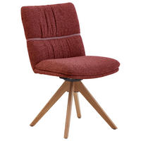 STUHL  Typenauswahl, Sitzfläche 360° drehbar, Gestellauswahl, automatische Rückholfunktion Mikrofaser  Dunkelrot  - Eichefarben/Dunkelrot, Design, Holz/Textil (49/86/63cm) - Valdera