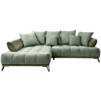 ECKSOFA Grün Chenille Zierkissen, Rückenkissen, Rücken echt  - Schwarz/Grün, MODERN, Textil/Metall (184/262cm) - MID.YOU
