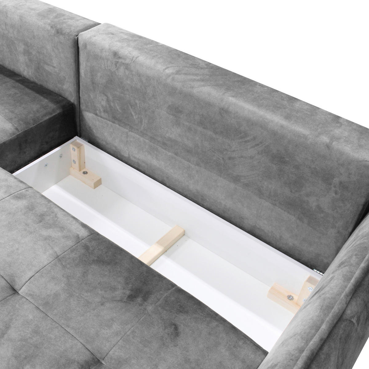ECKSOFA Grau Velours  - Goldfarben/Grau, Design, Textil/Metall (196/264cm) - MID.YOU