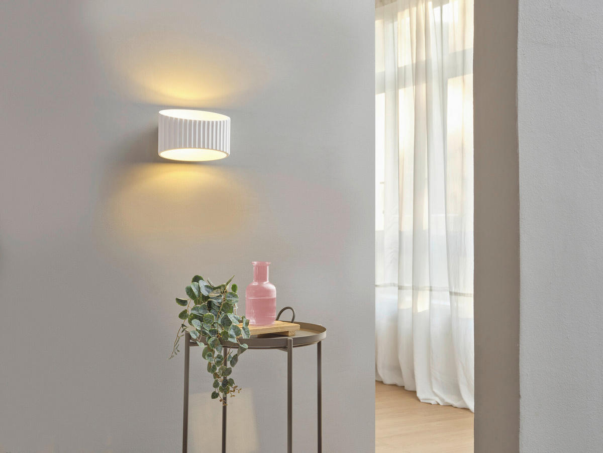 WANDLEUCHTE 34.5/13.6/18 cm   - Weiß, Basics, Stein (34.5/13.6/18cm) - Osram