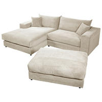 ECKSOFA in Cord, Velours Creme  180/265 cm  - Creme/Schwarz, Basics, Kunststoff/Textil (180/265cm) - Livetastic