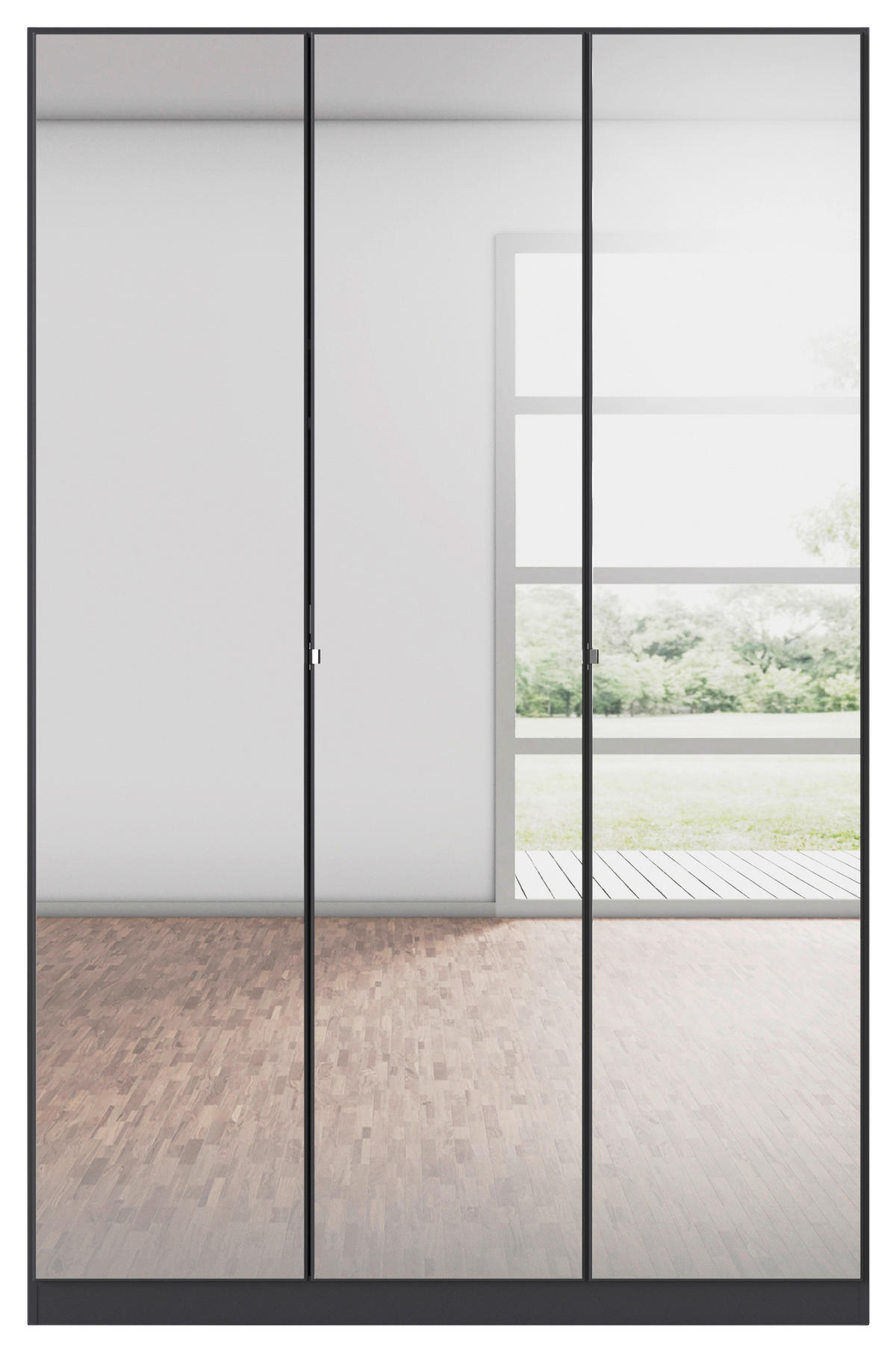 DREHTÜRENSCHRANK 3-türig Graphitfarben  - Chromfarben/Graphitfarben, MODERN, Glas/Holzwerkstoff (136/210cm) - Rauch Möbel
