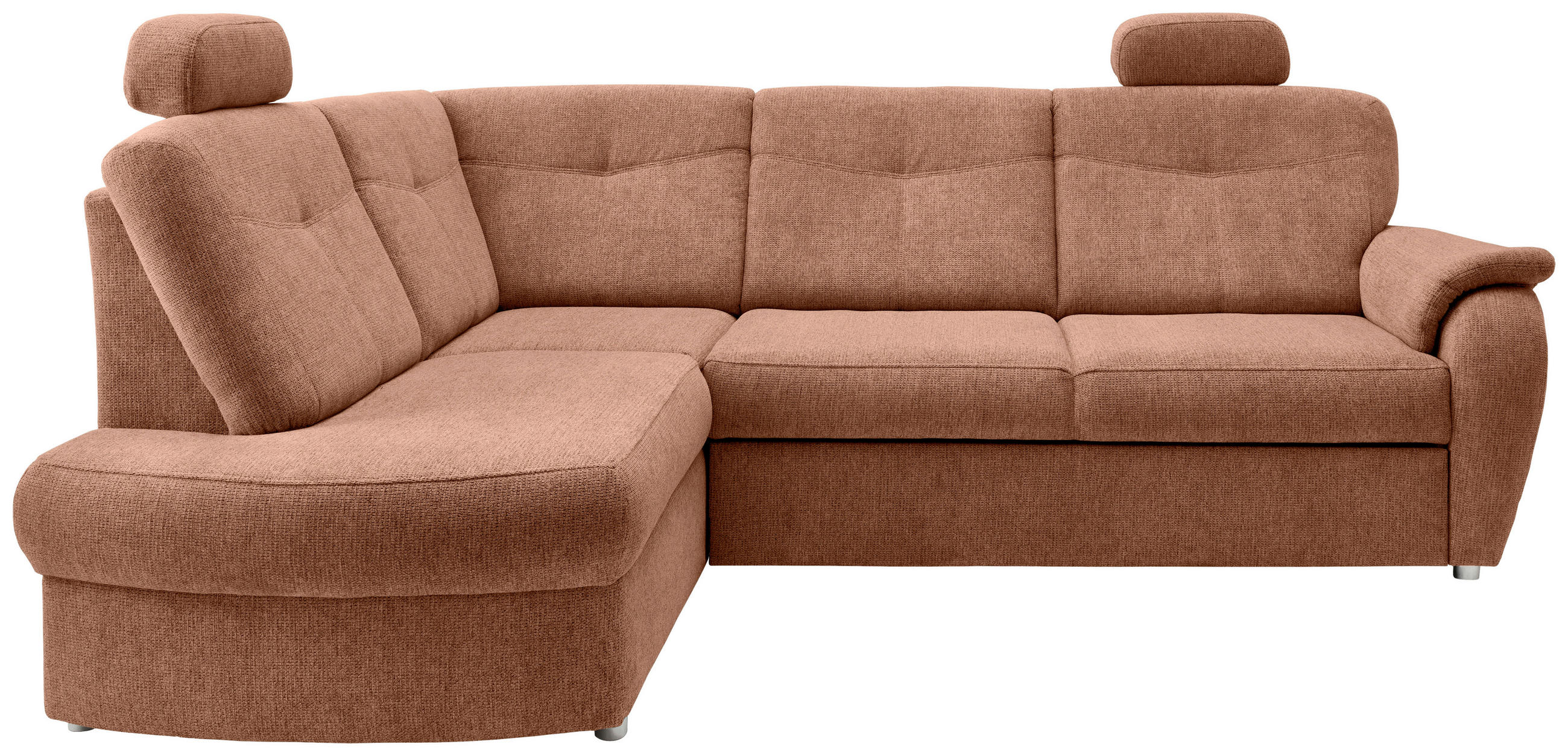 ECKSCHLAFSOFA Chenille Koralle  - Chromfarben/Koralle, MODERN, Kunststoff/Textil (180/264cm) - Livetastic