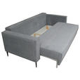 SCHLAFSOFA mit Liegefunktion, Rücken echt, haustierfreundlicher Bezug Cord Grau - Schwarz/Grau, KONVENTIONELL, Textil/Metall (222/93/98cm) - Carryhome