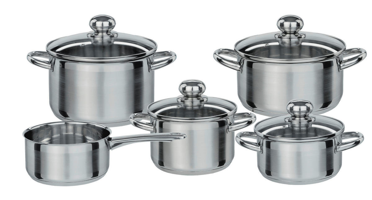 KOCHTOPFSET SILVERSTAR 5-teilig  - Klar/Edelstahlfarben, Basics, Glas/Metall - GSW