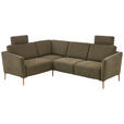 ECKSOFA Olivgrün Flachgewebe  - Eichefarben/Olivgrün, Design, Holz/Textil (189/236cm) - Valnatura