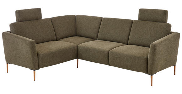 ECKSOFA Olivgrün Flachgewebe - Eichefarben/Olivgrün, Design, Holz/Textil (189/236cm) - Valnatura