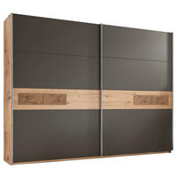 SCHWEBETÜRENSCHRANK in Graphitfarben, Eiche Artisan  - Edelstahlfarben/Graphitfarben, Design, Holzwerkstoff/Metall (240/210/60cm) - Carryhome