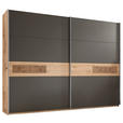SCHWEBETÜRENSCHRANK in Graphitfarben, Eiche Artisan - Edelstahlfarben/Graphitfarben, Design, Holzwerkstoff/Metall (240/210/60cm) - Carryhome