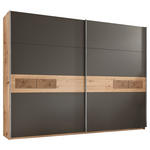 SCHWEBETÜRENSCHRANK  in Graphitfarben, Eiche Artisan  - Edelstahlfarben/Graphitfarben, Design, Holzwerkstoff/Metall (240/210/60cm) - Carryhome