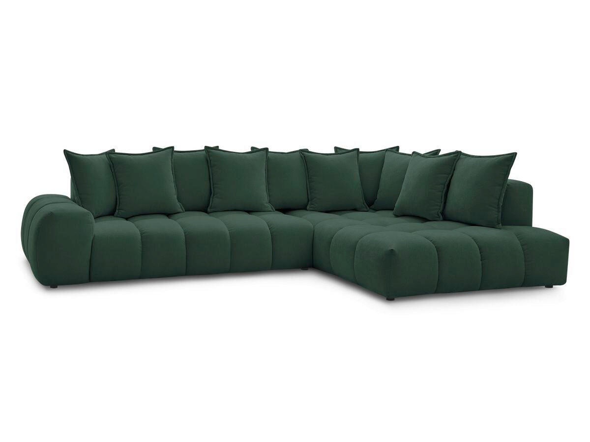 ECKSOFA Ottomane rechts  EVEREST Grün Struktur  - Schwarz/Grün, MODERN, Kunststoff/Textil (352/210cm)