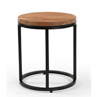 BEISTELLTISCH 40/40/47 cm Akazie vollmassiv Naturfarben rund  - Schwarz/Naturfarben, Design, Holz/Metall (40/40/47cm) - Livetastic