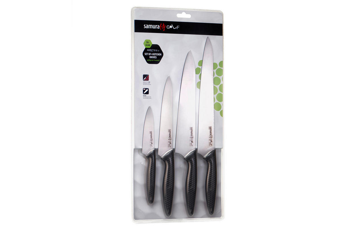 SET NOŽEVA      4 dela  - srebrna/crna, Osnovno, metal/plastika - Samura