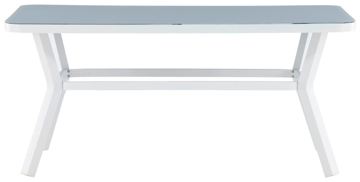GARTENTISCH 160/90/74 cm Metall, Glas rechteckig  - Weiß/Grau, KONVENTIONELL, Glas/Metall (160/90/74cm) - Gardenson