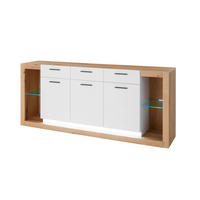 SIDEBOARD  198/83/43 cm 3 Schublade(n)  - Eichefarben/Schwarz, Design, Glas/Holzwerkstoff (198/83/43cm) - MID.YOU