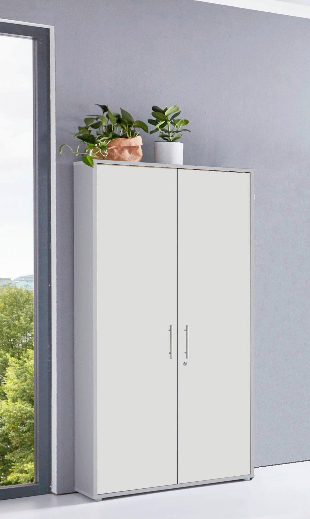 AKTENSCHRANK Grau, Weiß  - Weiß/Grau, MODERN, Holzwerkstoff (84,4/185,6/33cm) - MID.YOU