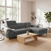 ECKSOFA  Struktur Dunkelgrau  - Dunkelgrau/Schwarz, Basics, Holz/Holzwerkstoff (281/166cm) - MID.YOU