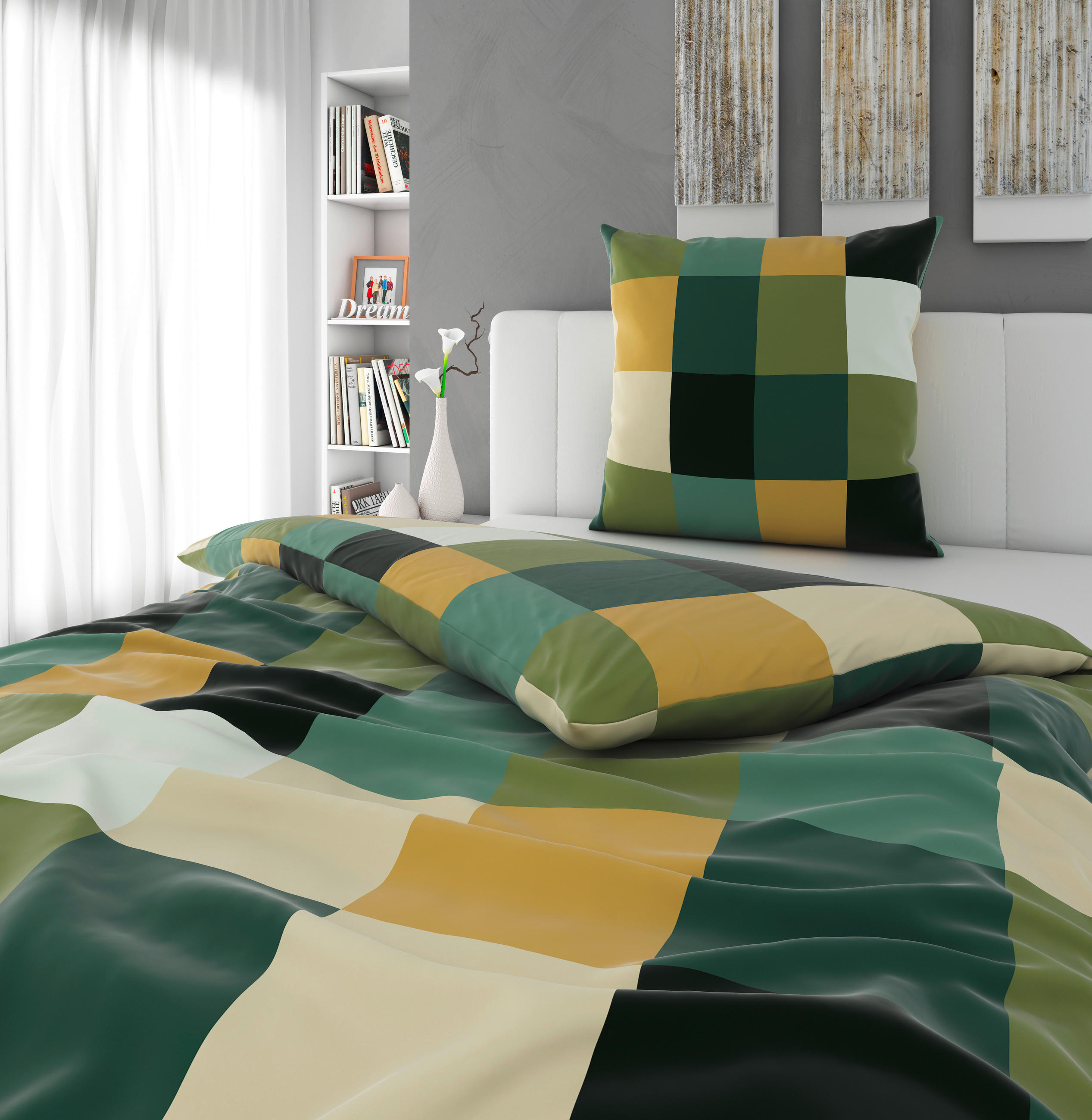 BETTWÄSCHE Satin 155/220 cm  - Grün, Textil (155/220cm) - Novel